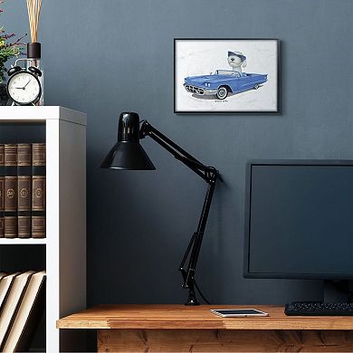 Stupell Home Decor Dog with Sunglasses in Blue Convertible Family Pet Framed Wall Art