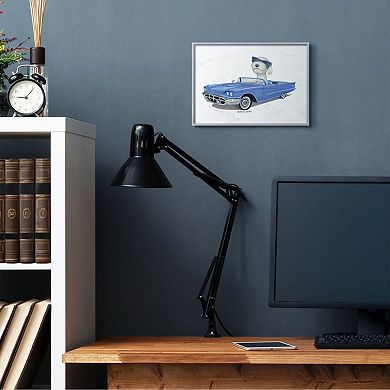 Stupell Home Decor Dog with Sunglasses in Blue Convertible Family Pet Framed Wall Art