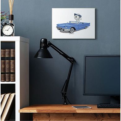 Stupell Home Decor Dog with Sunglasses in Blue Convertible Family Pet Wood Wall Art