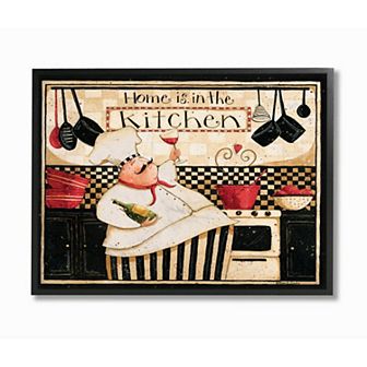 Stupell Home Decor Home is in the Kitchen with Happy Chef Illustration Framed Wall Art