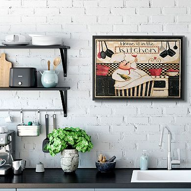 Stupell Home Decor Home is in the Kitchen with Happy Chef Illustration Framed Wall Art