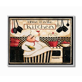 Stupell Home Decor Home is in the Kitchen with Happy Chef Illustration Wall Art