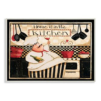 Stupell Home Decor Home is in the Kitchen with Happy Chef Illustration Wall Art