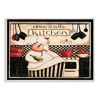 Stupell Home Decor Home is in the Kitchen with Happy Chef Illustration Wall Art