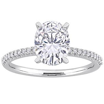 Stella Grace 14k White Gold 1/10 Carat T.W Diamond & Lab-Created White Sapphire Engagement Ring