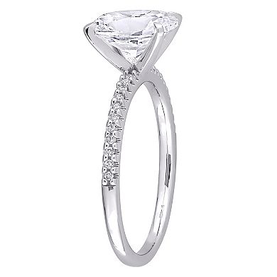 Stella Grace 14k White Gold 1/10 Carat T.W Diamond & Lab-Created White Sapphire Engagement Ring
