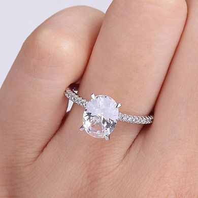 Stella Grace 14k White Gold 1/10 Carat T.W Diamond & Lab-Created White Sapphire Engagement Ring