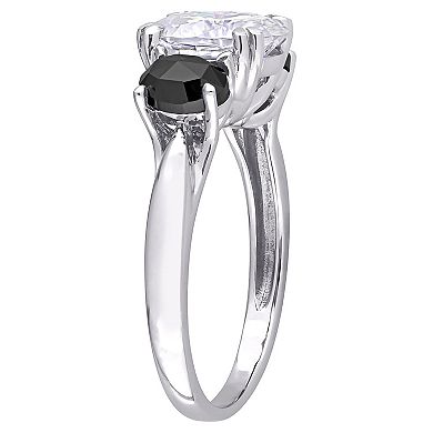 Stella Grace 10k White Gold Lab-Created Moissanite & Black Oval Diamond Accent Engagement Ring
