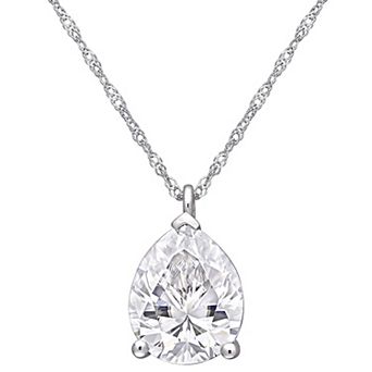 Stella Grace 14k White Gold Lab-Created Moissanite Solitaire Pendant Necklace