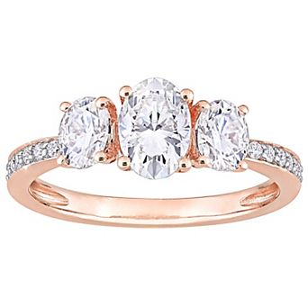 Stella Grace 10k Rose Gold Lab-Created Moissanite 3-Stone Engagement Ring