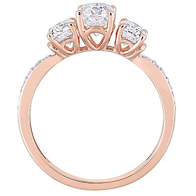 Stella Grace 10k Rose Gold Lab-Created Moissanite 3-Stone Engagement Ring