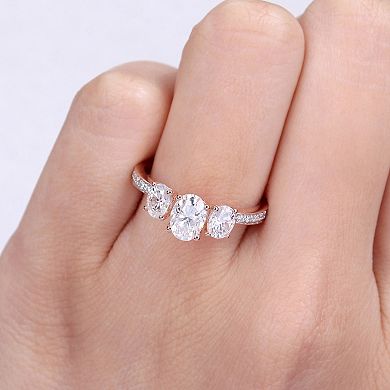 Stella Grace 10k Rose Gold Lab-Created Moissanite 3-Stone Engagement Ring