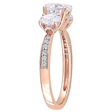 Stella Grace 10k Rose Gold Lab-Created Moissanite 3-Stone Engagement Ring