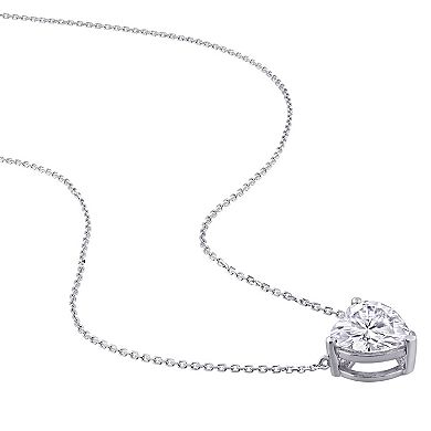 Stella Grace 14k White Gold Lab-Created Moissanite Heart Solitaire Pendant Necklace