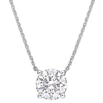 Stella Grace 14k White Gold Lab-Created Moissanite Solitaire Pendant Necklace