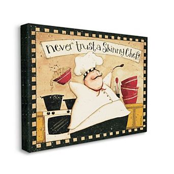Stupell Home Decor Never Trust a Skinny Chef with Happy Cook Phrase Wall Art