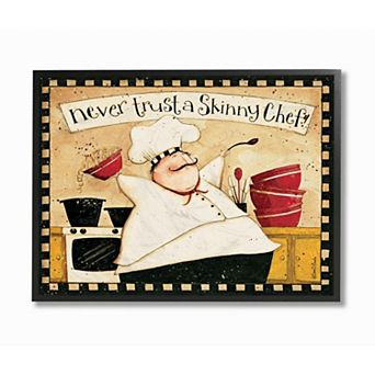 Stupell Home Decor Never Trust a Skinny Chef with Happy Cook Phrase Wall Art