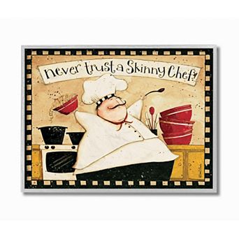 Stupell Home Decor Never Trust a Skinny Chef with Happy Cook Phrase Wall Art