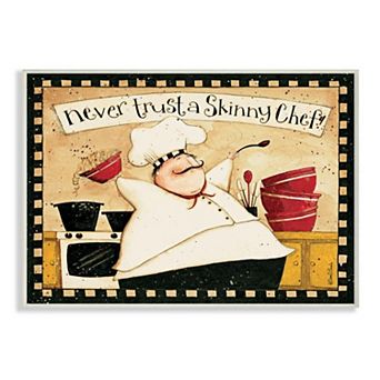 Stupell Home Decor Never Trust a Skinny Chef with Happy Cook Phrase Wall Art