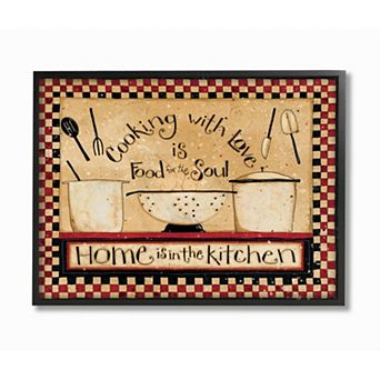 Stupell Home Decor Cooking With Love Traditional Family Kitchen Phrase Framed Wall Art