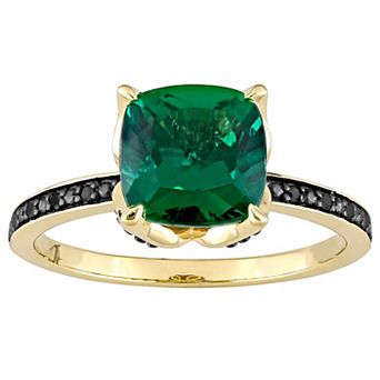 Stella Grace 10k Gold Black Diamond Accent & Lab-Created Emerald Cocktail Ring