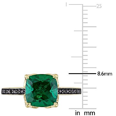 Stella Grace 10k Gold Black Diamond Accent & Lab-Created Emerald Cocktail Ring