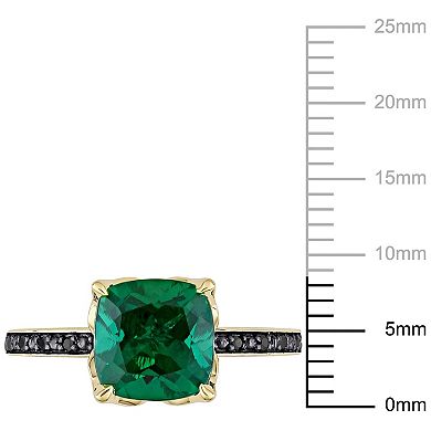 Stella Grace 10k Gold Black Diamond Accent & Lab-Created Emerald Cocktail Ring
