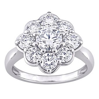 Stella Grace 10k White Gold Lab-Created Moissanite Floral Ring