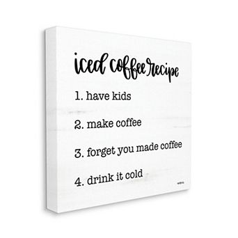 Stupell Home Decor Iced Coffee Recipe for Parents Family Humor Wall Art
