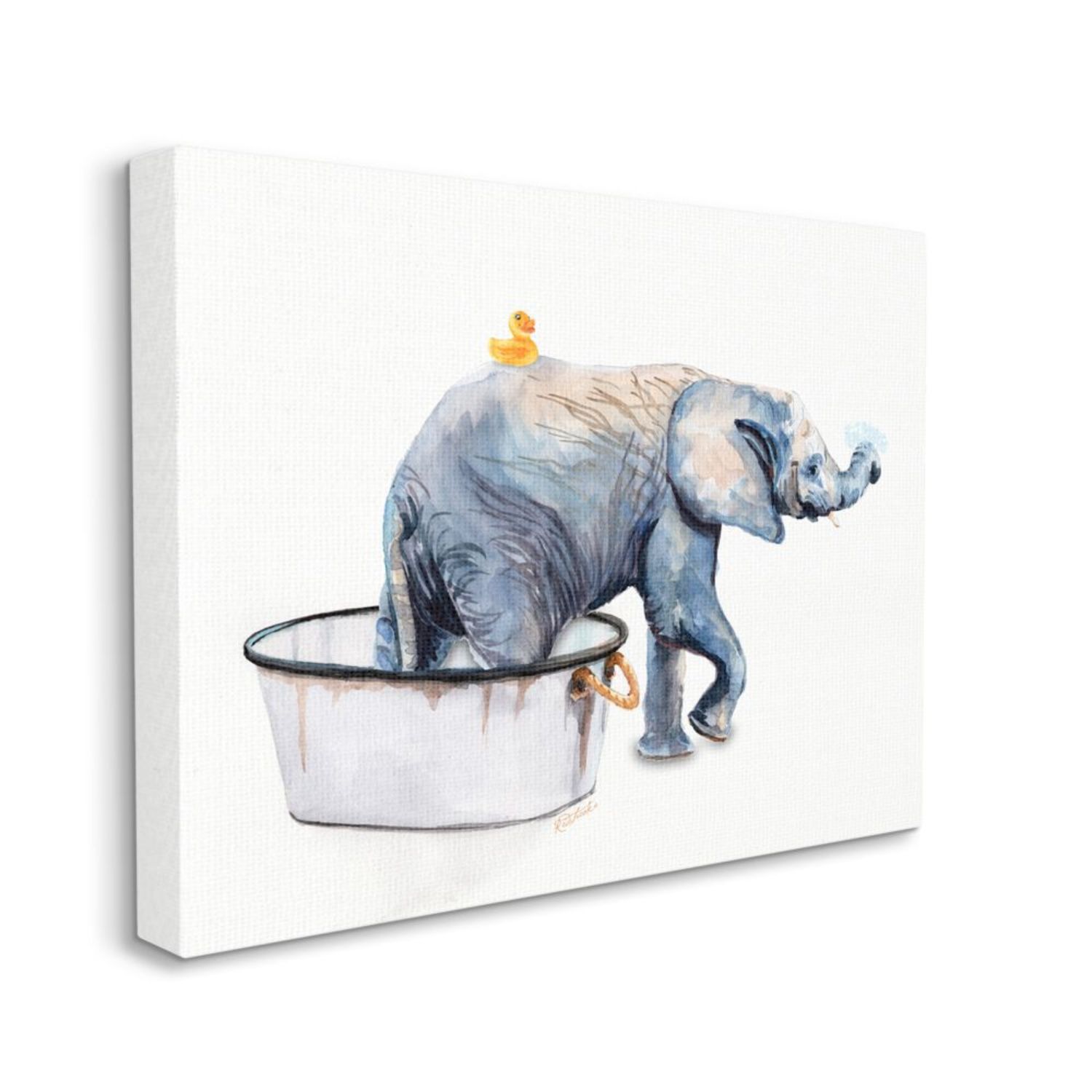 Stupell Home Decor Charming Rustic Elephant In Bubble Bath Painting   4882288