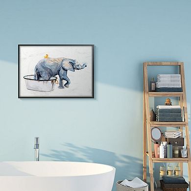 Stupell Home Decor Charming Rustic Elephant In Bubble Bath Painting Wall Art