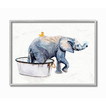 Stupell Home Decor Charming Rustic Elephant In Bubble Bath Painting Wall Art