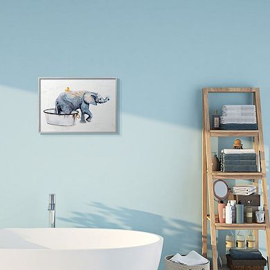 Stupell Home Decor Charming Rustic Elephant In Bubble Bath Painting Wall Art