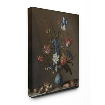 Stupell Home Decor Vintage Bouquet Design with Butterfly Shell Accents Wall Art