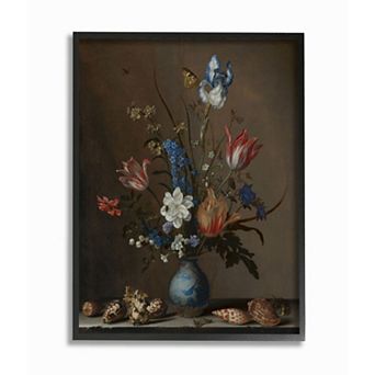 Stupell Home Decor Vintage Bouquet Design with Butterfly Shell Accents Wall Art