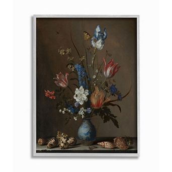 Stupell Home Decor Vintage Bouquet Design with Butterfly Shell Accents Wall Art
