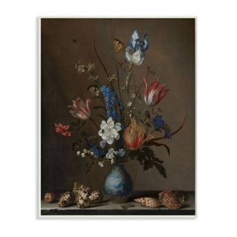 Stupell Home Decor Vintage Bouquet Design with Butterfly Shell Accents Wall Art