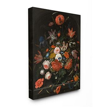 Stupell Home Decor Coral Florals over Dark Bouquet and Gothic Arch Canvas Wall Art