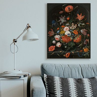 Stupell Home Decor Coral Florals over Dark Bouquet and Gothic Arch Wall Art