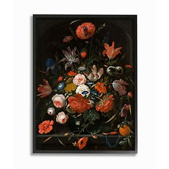 Stupell Home Decor Coral Florals over Dark Bouquet and Gothic Arch Wall Art