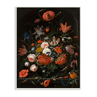 Stupell Home Decor Coral Florals over Dark Bouquet and Gothic Arch Plaque Wall Art