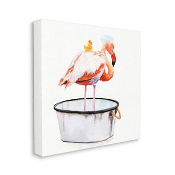 Stupell Home Decor Flamingo Bath Time Charming Bubble Detail Canvas Wall Art