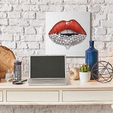 Stupell Home Decor Red Glam Lips with Glistening Cosmetic Stones Wall Art