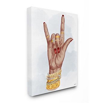 Stupell Home Decor I love You Hand Pose Fashion Inspired Accessories Canvas Wall Art