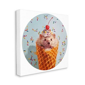 Stupell Home Decor Mouse with Cherry Desert Ice Cream Cone Painting Unframed Wall Art