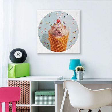 Stupell Home Decor Mouse with Cherry Desert Ice Cream Cone Painting Unframed Wall Art