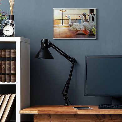 Stupell Home Decor Flock of Geese Fly at Airport Bird Plane Painting Wall Art