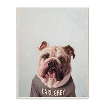 Stupell Home Decor English Bulldog in Earl Grey Tea Shirt Dog Pun Wall Art