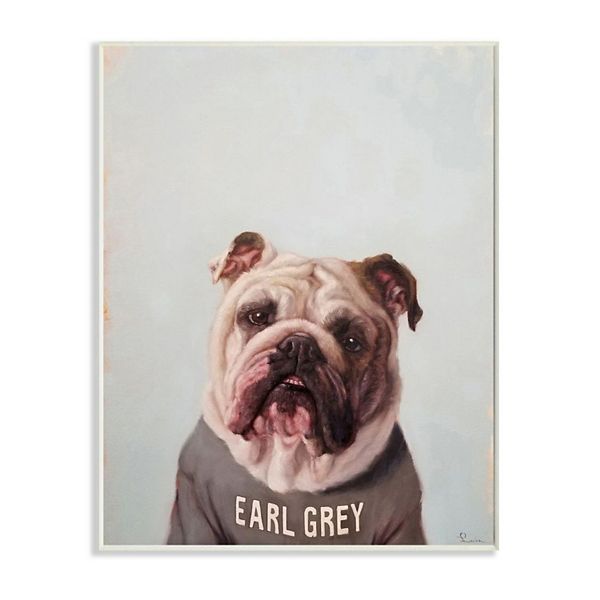 Stupell Home Decor English Bulldog In Earl Grey Tea Shirt Dog Pun Wall Art - English Bulldog Home Decor