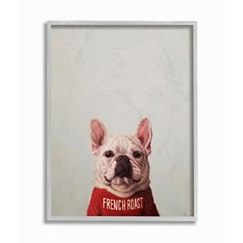Stupell Home Decor French Bulldog in French Roast T-Shirt Dog Pun Wall Art